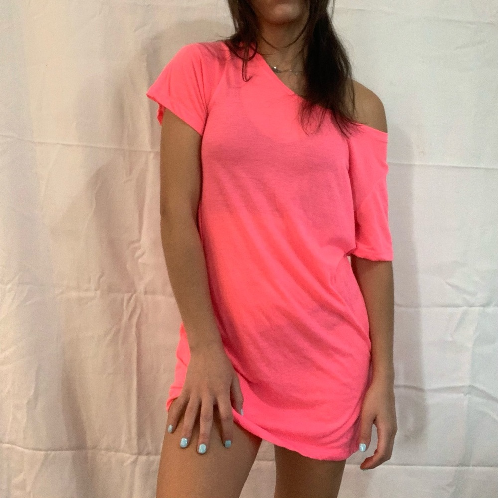 hot neon pink asos design swimsuit cover up dress
